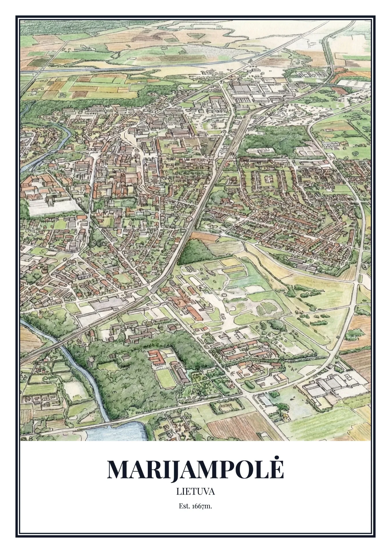 Marijampolė Town Poster (A1, Light)